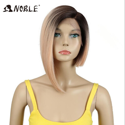 

Noble Wigs For Black Women Straight Synthetic Lace Front Hair 12" Ombre 3 Color Lace Front Wig Cosplay Blonde Lace Front Wig