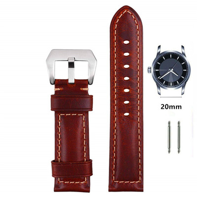 

20mm 22mm 24mm Oil-Tanned Leather Watch Band Replacement Watch Strap Red Brown