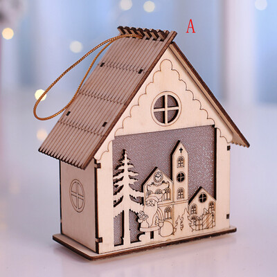 

〖Follure〗Christmas Decorations Led Luminous Cabins Pendant Christmas Table Ornaments