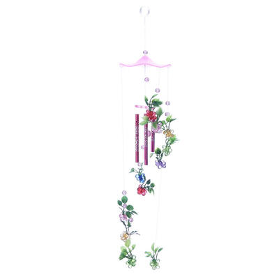 

4 Metal Tubes Flowers Wind Chime Garden Door Windows Wall Hanging Ornament