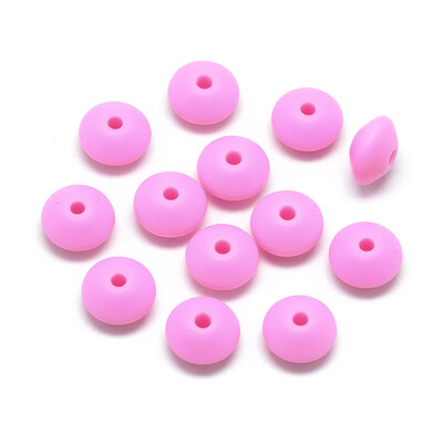 

Food Grade Environmental Silicone Beads Chewing Beads For Teethers DIY Nursing Necklaces Making Rondelle HotPink 12x67mm Ho