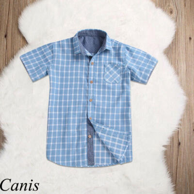 

Toddler Kids Baby Boy Plaid Tops Polo Shirt T-shirt Blouse Formal Clothes Summer