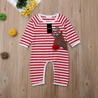 

Cute Xmas Newborn Baby Girl Boy Long Sleeve Deer Print Romper Jumpsuit Clothes