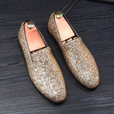 

Pointed leather shoes Korean rhinestone personality mens shoes