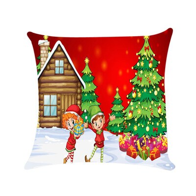 

Tailored Happy Christmas Pillow Cases Sofa Cushion Cover Home Decor Pillow Case