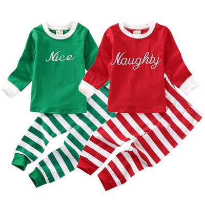 

Baby Boys Girls Clothes Sets Long Sleeve Shirts Tops Stripe Pajamas Christmas