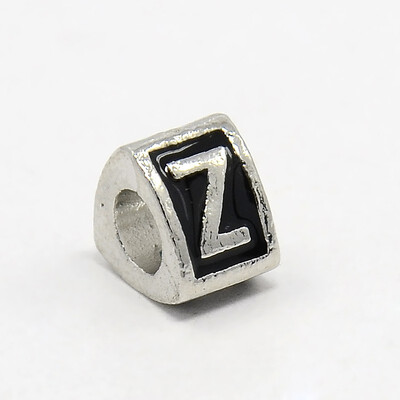 

Platinum Tone Zine Alloy Enamel European Beads Large Hole Triangle Beads with LetterZ 9x9x7mm Hole 5mm