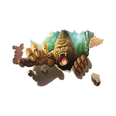 

3D Broken Hole Wall Stickers Diy Orangutan Shark Tiger Rhinoceros Art Decals