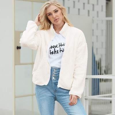 

Women Winter Coat Jacket Fleeces Turtleneck Zip Up Loose Warm Furry Faux Fur Plus Size Casual Overcoat Outwear