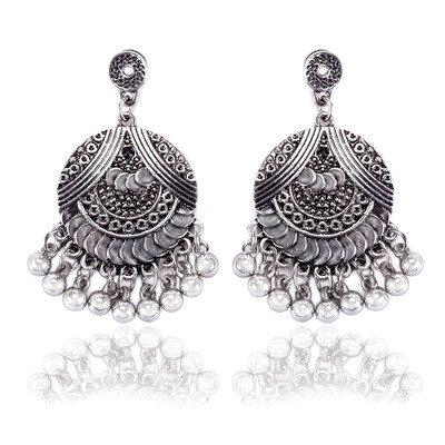 

Bell Earrings For Women Vintage Antique Silver Color Crystal Rhinestone Earrings Women Wedding Jewelry