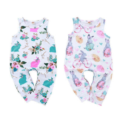 

Newborn Girls Baby Easter Bunny Print Clothes Romper Playsuit Sunsuit Outfit Set