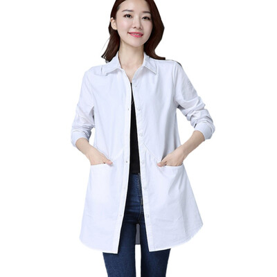 

Autumn New Solid Color Womens Plus Size Shirt Fashion Trend Single Breasted Long Sleeve Blouse