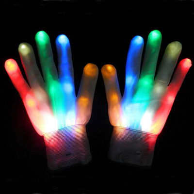 

1Pair LED Luminous Gloves Lighting Flashing Finger Glow Flash Colorful Skeleton Gloves Dancing Club Props for halloween
