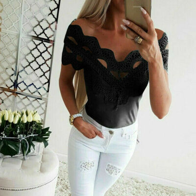 

Women Short Sleeve Lace T Shirts Fashion Ladies Summer Casual Blouse Tops Shirt