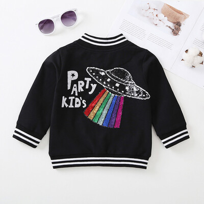 

Toddler Infant Baby Girls Boy Cartoon Sequins Zipper Loose Coat Tops