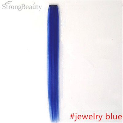

StrongBeauty Women Colorful Extension Long Synthetic Clip In Two Piece Straight Hairpiece Party Highlights Punk Hair Pieces