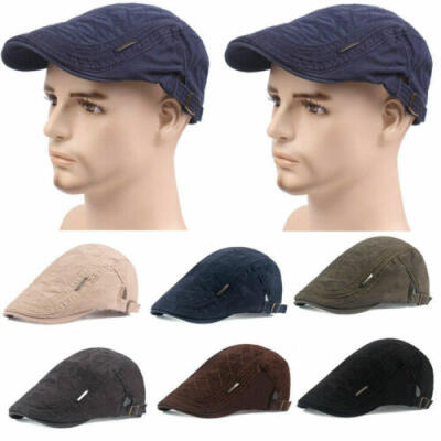 

US Mens Solid Cotton Gatsby Cap Golf Beret Newsboy Ivy Hat Driving Sun Flat