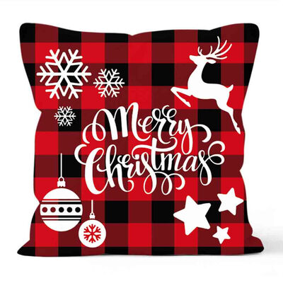 

Pillowcase Red Plaid Throw Cushion Cover Xmas Home Sofa Decor