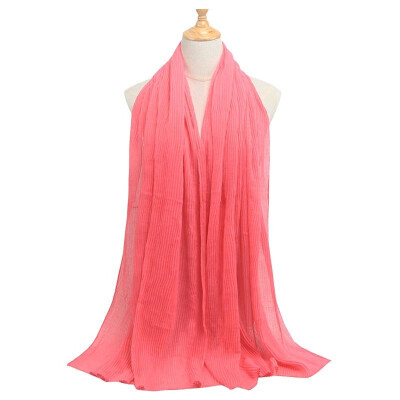 

Women Solid Pleated Scarf Hijabs Oversized Large Muslim Middle East Islam Long Scarves Shawls