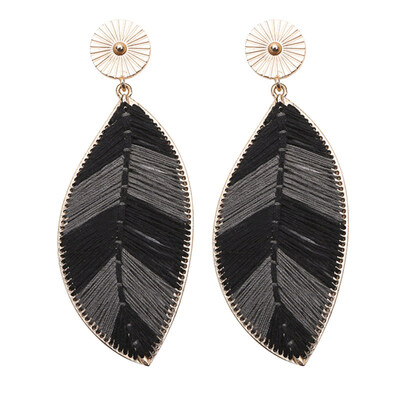 

Bohemia Womens Woven Leaf Long Dangle Drop Stud Earrings Party Jewelry Gift