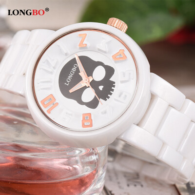 

Genuine fashion waterproof round skull personality creative ladies ceramic student watch 6086