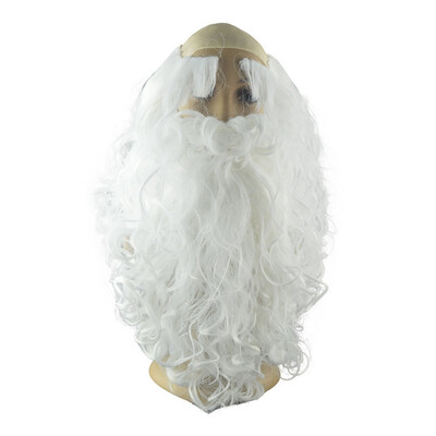

Christmas Gift Santa Claus Wigs&Beard Hair Curly Synthetic Hair Curly Cosplay White Long Beard Eyebrows Wig Headdress Props