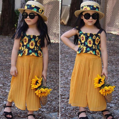

Infant Kids Baby Girl Clothes Sunflower Vest TopsLoose Pants 2PCS Outfits Set