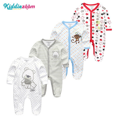 

Kiddiezoom 4PCS Newborn 0-12M Baby Boys Clothes 100Cotton Rompers Clothing Sets Babywear Bodysuits Baby Girls Clothes Outwear