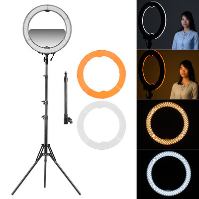 

Andoer RL-680B 189"48cm 55W Dimmable 5500K Macro LED Video Ring Light Lamp 240pcs Beads w White Orange Filter 175cm57ft Metal