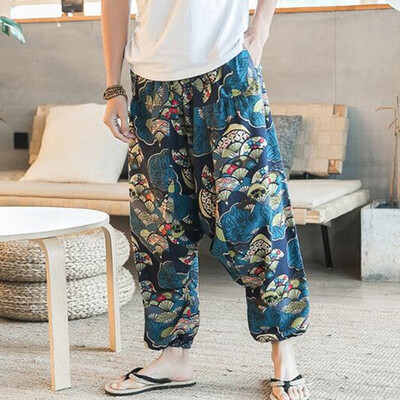 

Tailored Unisex Loose Drop Crotch Floral Yoga Joggers Aladdin Harem Trousers Pants