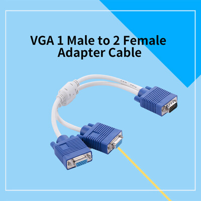

VGA Cable 1 Male to 2 Female VGA Adapter Cable for DesktopLaptopProjectorSTB with Dual Magnetic Ring