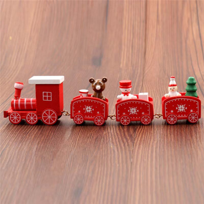 

Christmas Ornament Four-section Wooden Train Childrens Gift Window Decoration