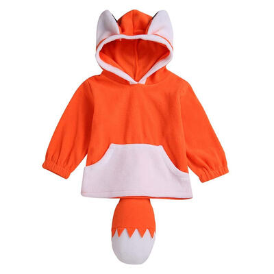 

Cute Fox Pattern Baby Hoodies Long Sleeve Cotton Tops with Kangaroo Pocket