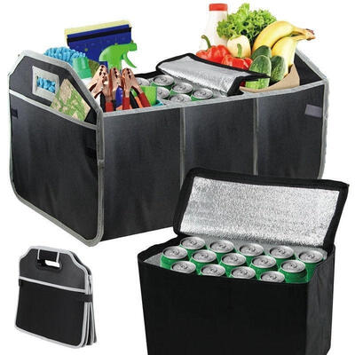 

Convenience Portable Car Interior Large Foldable Tidy Organiser Travel Storage Boot Bag Pockets Black