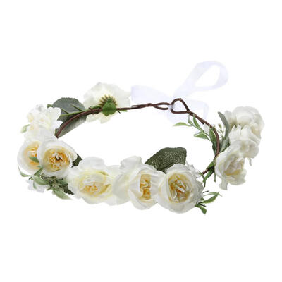 

Adjustable Rose Flower Headband Garland Elastic Hairband Photography Props