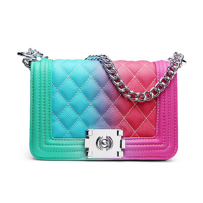

TANGDE FASHION RAINBOW PU LEATHER SHOULDER BAG WOMAN HANDBAG