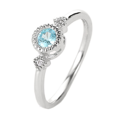 

Micro Inlay Blue Round Cubic Zircon Lady Ring Silver Color Simple Style Finger Rings Wholesale Dropshipping