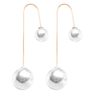 

2 Pairs Fashion Women&39s Double Sided U-Shaped Pearl Ball Drop Dangle Earrings Wedding Party Jewelry