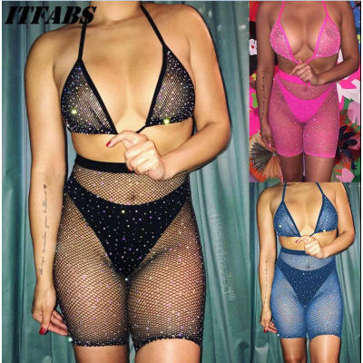 

Women Sexy-Lingerie Nightwear Dress Babydoll G-string Underwear Fishnet Bra Set