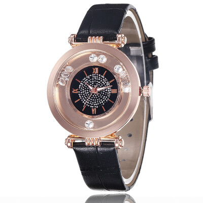 

Leather strap ladies watch starry sand sand Roman digital watch student simple quartz watch