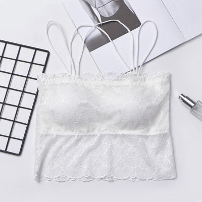 

Super Sexy Lace Anti-Light Camisoles Women Beauty Back Tank Top Hollow Out Solid Padded Underwear Breathable Wireless Lingerie