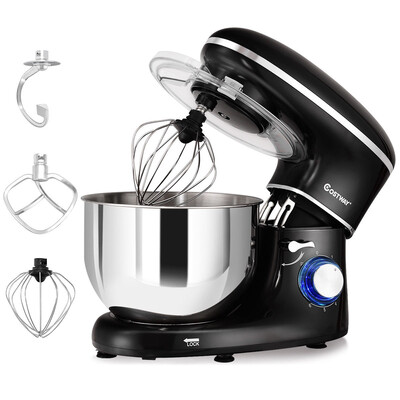 

6 Speed 63 Qt Tilt-Head Stainless Steel Electric Food Stand Mixer-Black