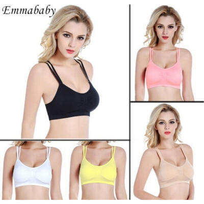 

New Women Solid Wear BackBra Fitness Yoga Mat Sports Bra Stretch Sports Vest