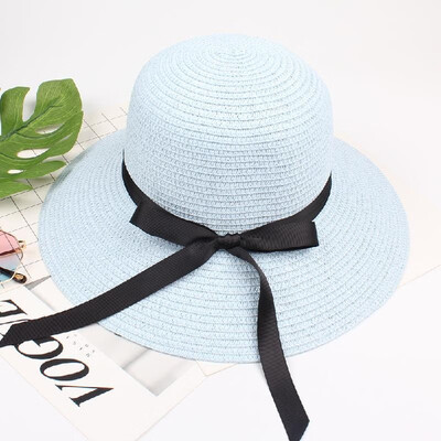 

Summer Women Straw Hat Ribbon Bow Wide Brim Sun Beach Cap Holiday Fedora Trilby Hat