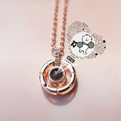 

Bracelet I Love You in 100 Languages Pendant Necklace Fashion Jewelry Alloy Chain Hot Gift for ARMY