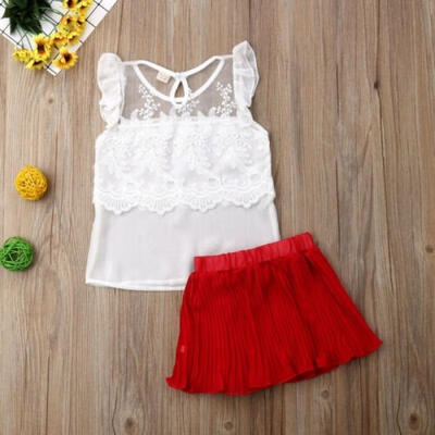 

2Pcs New Toddler Baby Girls Chiffon Tops Shirt Bow Tutu Dress Skirt Outfits