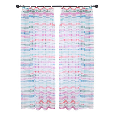 

Stripe Geometry Shape Printing Window Curtain  Type Hook Bedroom Drapes