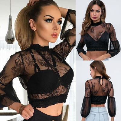 

Women Mesh See-through Net T-Shirt Transparent Blouse Casual Tank Tops Clubwear