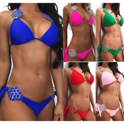 

Crystal Women&39s Bikini Set Push Up Bandage Swimwear Swimsuit Bathing Beachwear