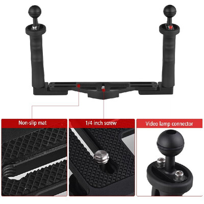 

Assembled Aluminum Alloy Diving Handle Tray Bracket Dual Handheld Hand Grip Video Stabilizer Portable Balancer Holder with 14inch